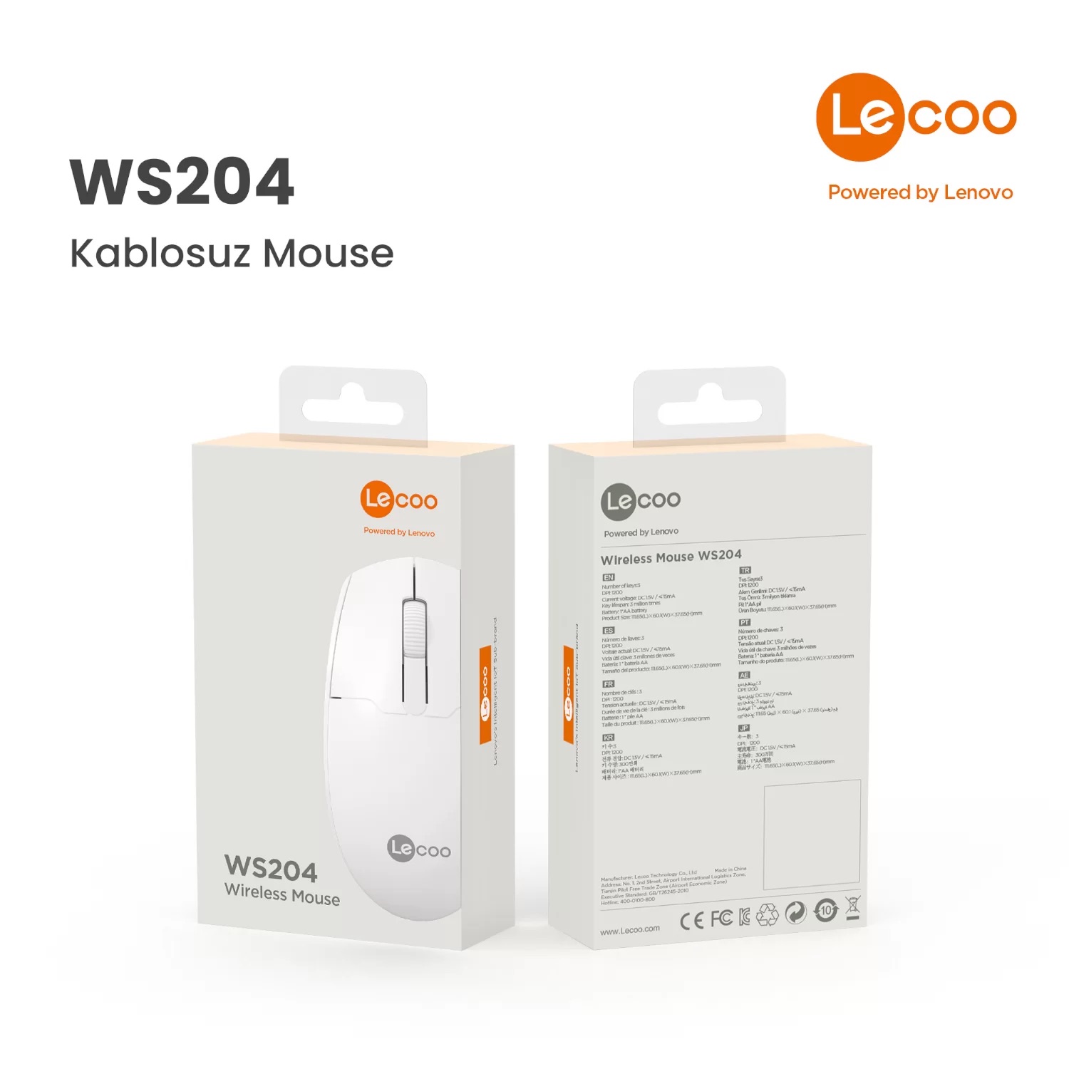 LECOO WS204 KABLOSUZ 1200 DPI BEYAZ MOUSE