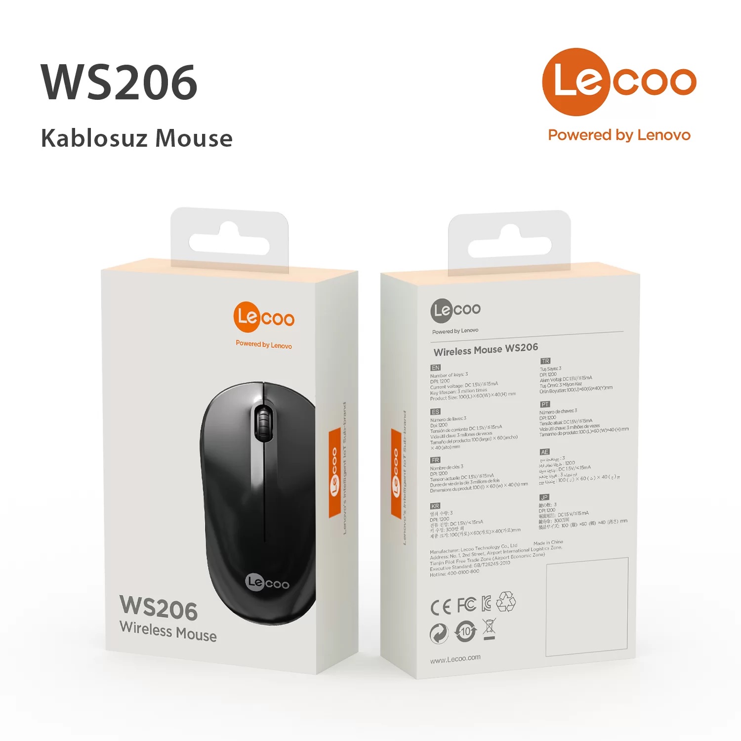 LECOO WS206 KABLOSUZ 1200 DPI SİYAH MOUSE