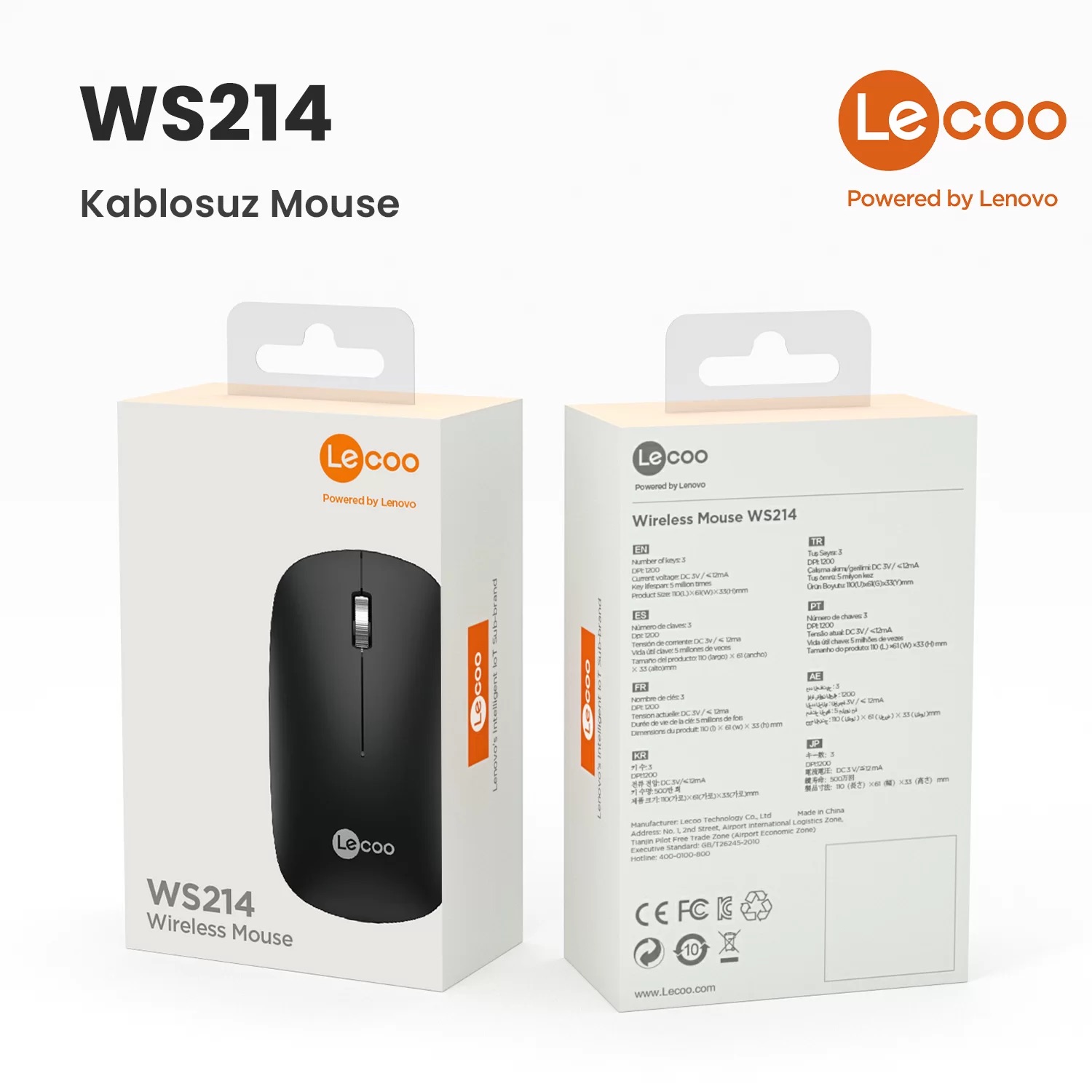 LECOO WS214 KABLOSUZ 1200 DPI SİYAH SESSİZ MOUSE