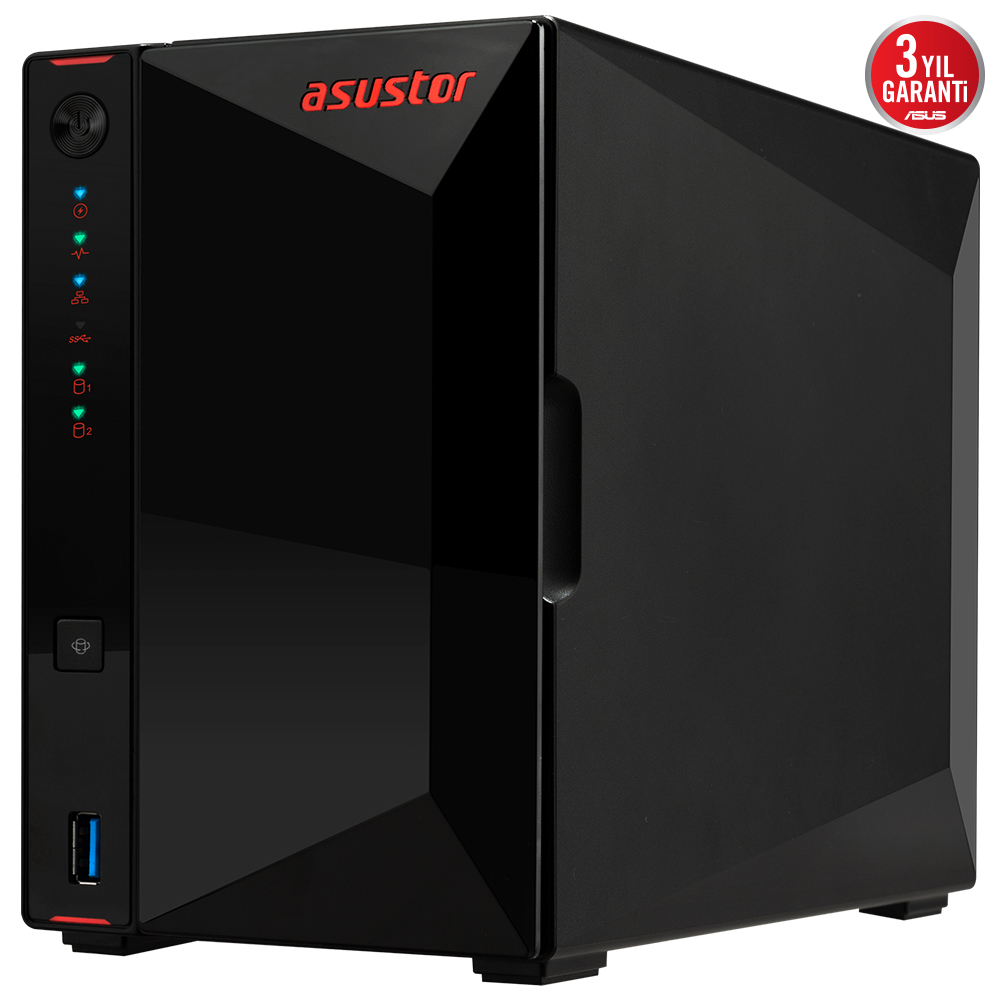 ASUSTOR AS5402T Intel N5105 2 Yuvalı (2X22TB Desteği) 4GB DDR4 (8GB Ram Desteği) M.2 x4, 2.5GbE x2, USB 3.2 x2, HDMI 2.0b x1, NAS DEPOLAMA ÜNİTESİ