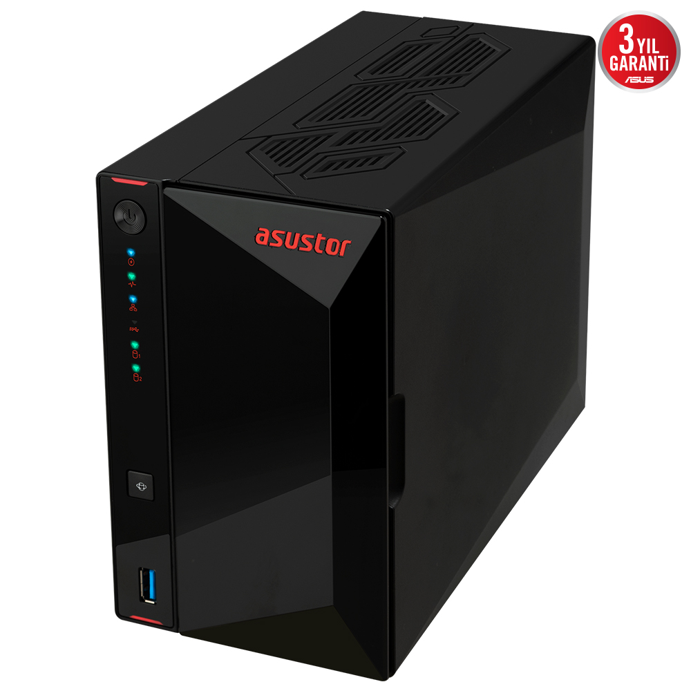 ASUSTOR AS5402T Intel N5105 2 Yuvalı (2X22TB Desteği) 4GB DDR4 (8GB Ram Desteği) M.2 x4, 2.5GbE x2, USB 3.2 x2, HDMI 2.0b x1, NAS DEPOLAMA ÜNİTESİ