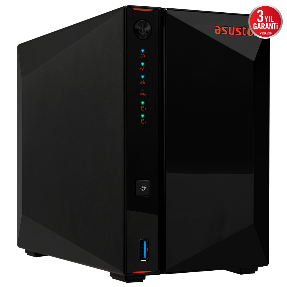 ASUSTOR AS5402T Intel N5105 2 Yuvalı (2X22TB Desteği) 4GB DDR4 (8GB Ram Desteği) M.2 x4, 2.5GbE x2, USB 3.2 x2, HDMI 2.0b x1, NAS DEPOLAMA ÜNİTESİ