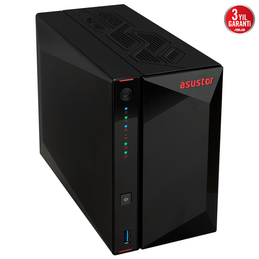 ASUSTOR AS5402T Intel N5105 2 Yuvalı (2X22TB Desteği) 4GB DDR4 (8GB Ram Desteği) M.2 x4, 2.5GbE x2, USB 3.2 x2, HDMI 2.0b x1, NAS DEPOLAMA ÜNİTESİ