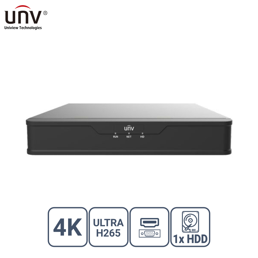 UNIVIEW NVR301-08S3 8 KANAL VGA/HDMI H265+ NVR KAYIT CİHAZI