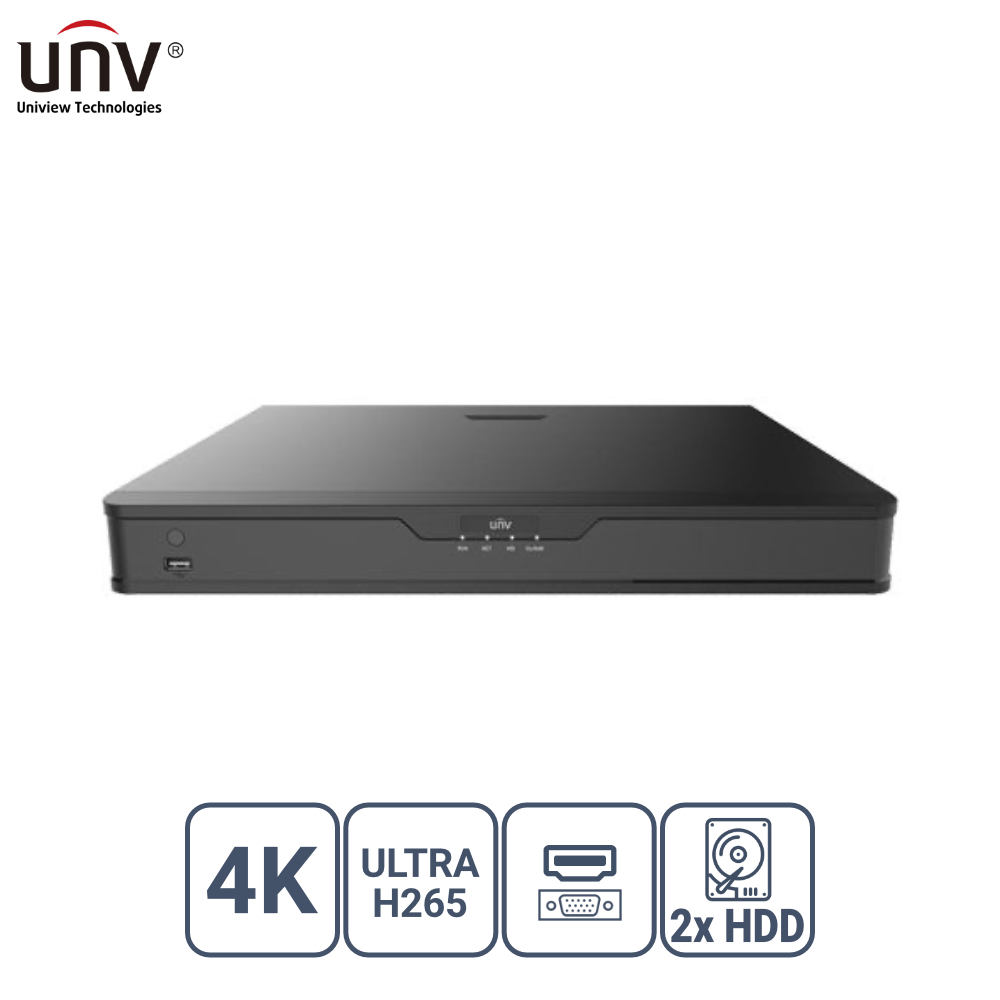 UNIVIEW NVR302-16S2 16 KANAL VGA/HDMI 2x HDD H265+ NVR KAYIT CİHAZI