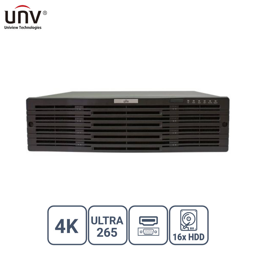 UNIVIEW NVR516-128 128 KANAL VGA/HDMI 16x HDD H265+ NVR KAYIT CİHAZI