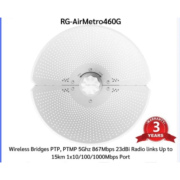 RUIJIE REYEE RG-AIRMETRO460G 867MBPS 1PORT 1X10/100/1000 MBPS 23DBI 5GHz OUTDOOR 15KM ACCESS POINT