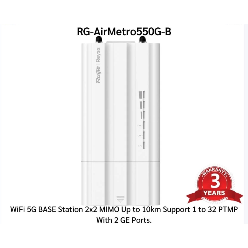 RUIJIE REYEE RG-AIRMETRO550G-B 867MBPS 2 X GE PORT 23DBI 5GHz 1 TO 32 PTMP OUTDOOR BASE STATION ACCESS POINT