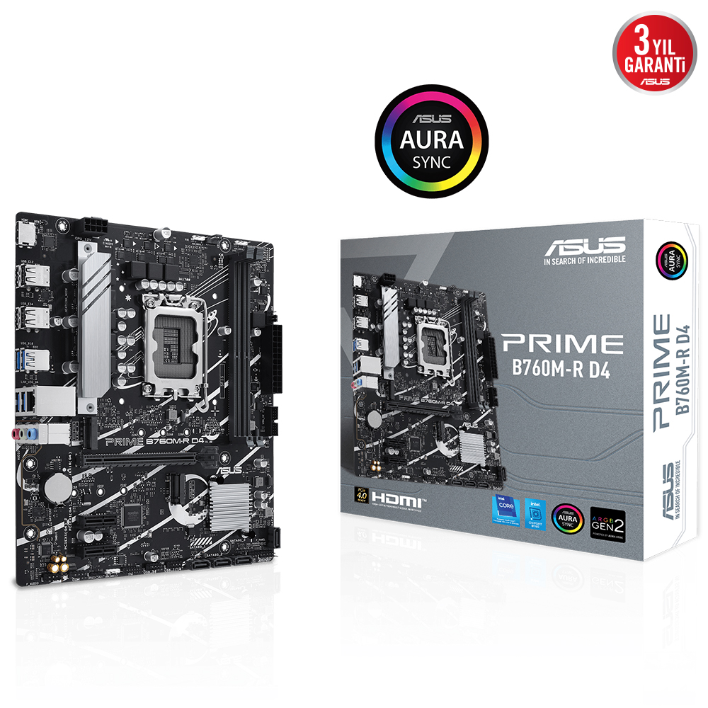 ASUS PRIME B760M-R D4 2xDDR4 HDMI 2xM.2 2.5Gbit LAN 1700P ANAKART