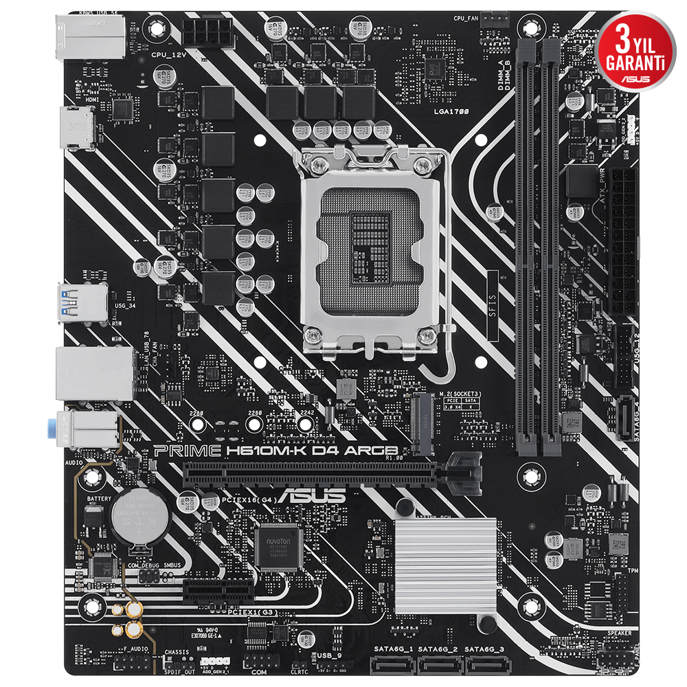 ASUS PRIME H610M-K D4 ARGB 2xDDR4 VGA/HDMI 1xM.2 1xGLAN 1700P ANAKART