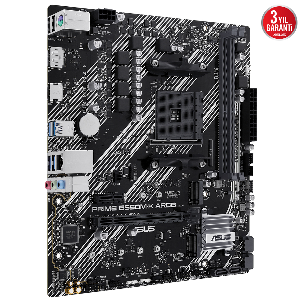 ASUS PRIME B550M-K ARGB B550 4xDDR4 DP/HDMI 2xM.2 AM4 ANAKART