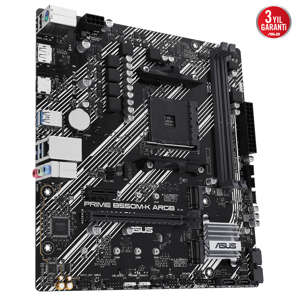 ASUS PRIME B550M-K ARGB B550 4xDDR4 DP/HDMI 2xM.2 AM4 ANAKART