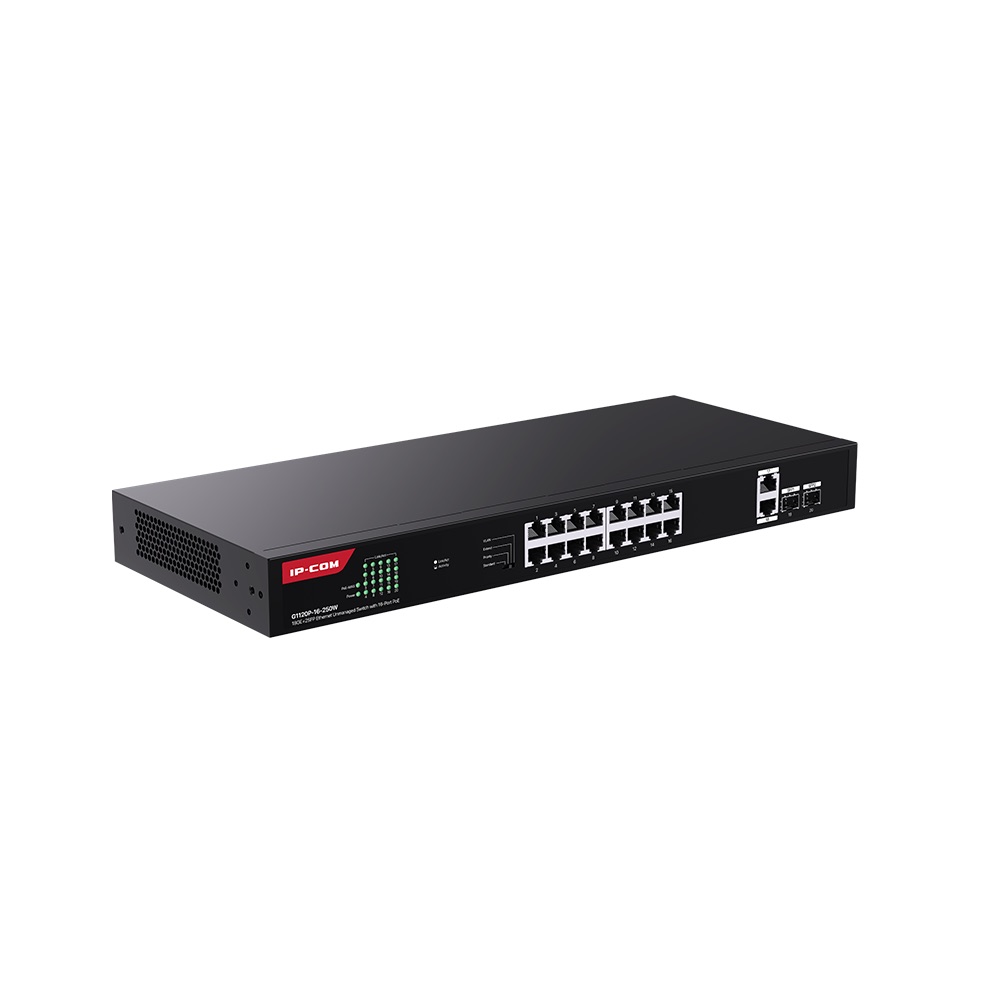 IP-COM G1120P-16-250W 16 PORT POE 10/100/1000 2 X SFP 250W YONETILEMEZ RACK MOUNT SWITCH