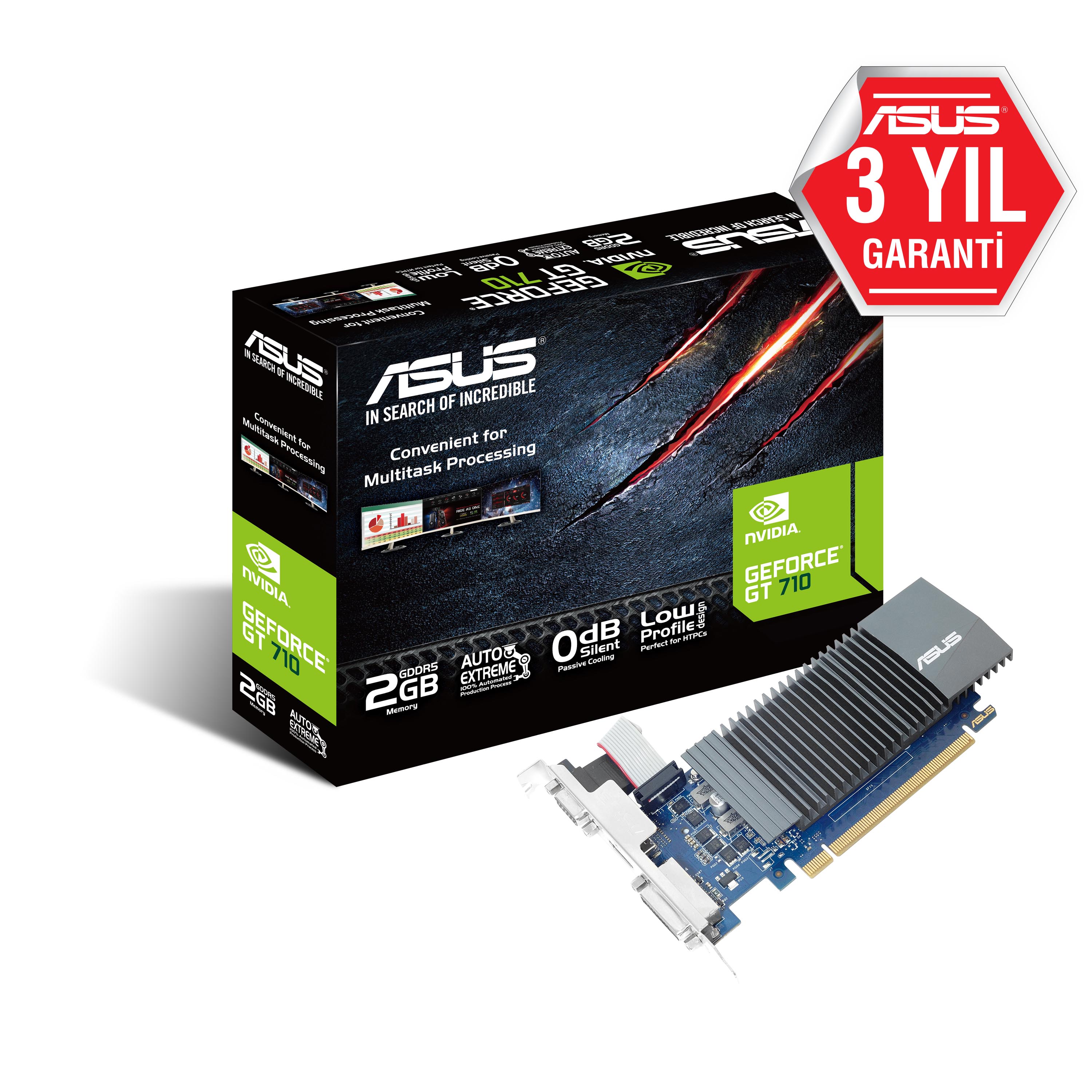 ASUS GT710-SL-2GD5-BRK-EVO GEFORCE GT710 LP 2GB DDR5 64Bit VGA/DVI/HDMI