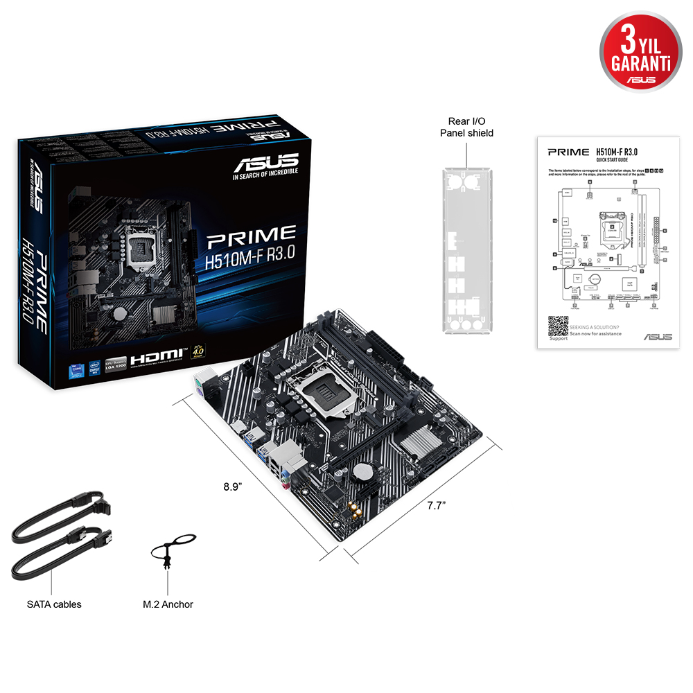 ASUS PRIME H510M-F R3.0 H510 2xDDR4 HDMI 1xGLAN 1xM.2 1200Pin ANAKART