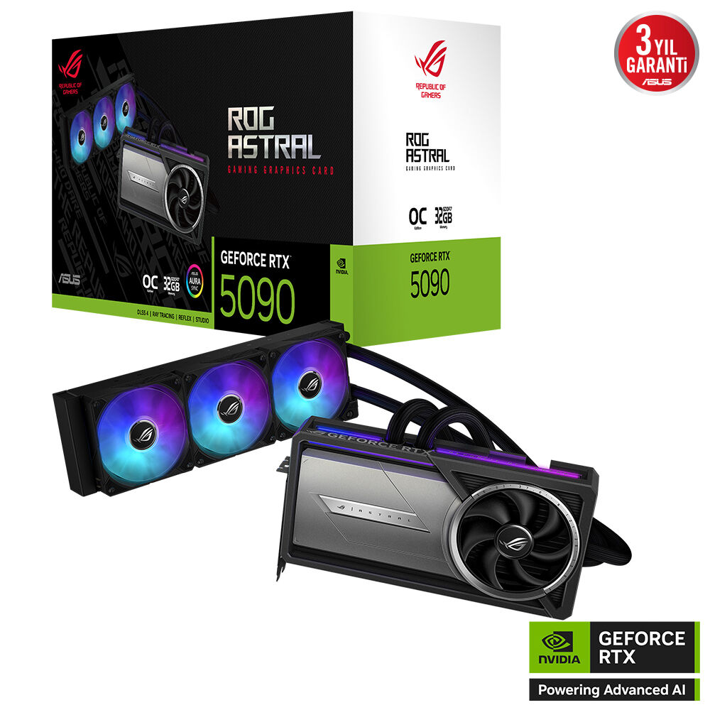 ASUS ROG-ASTRAL-LC-RTX5090-O32G-GAMING NVIDIA GEFORCE RTX 5090 32GB GDDR7 512bit  OC 2xHDMI 3xDP RGB DLSS4 EKRAN KARTI