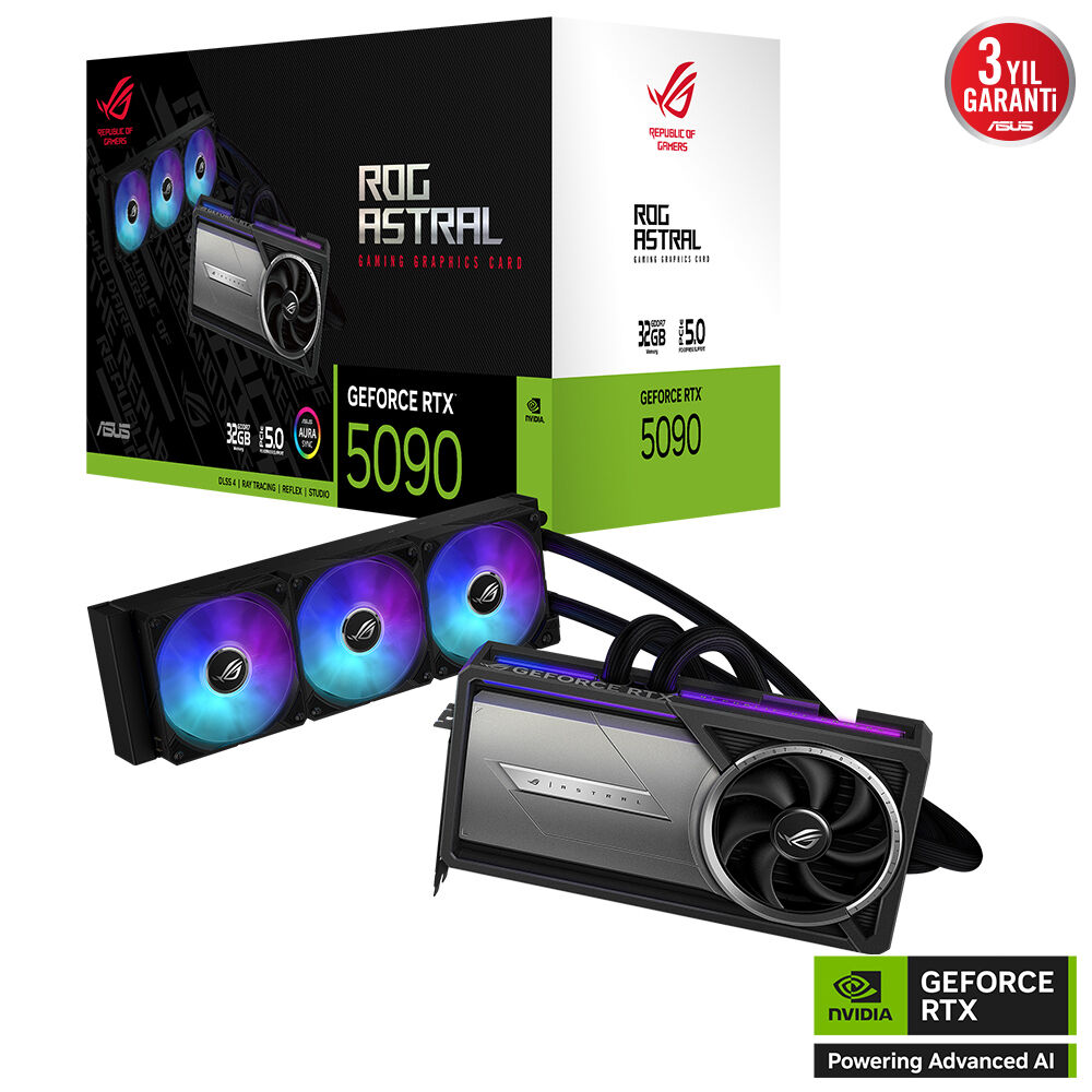 ASUS ROG-ASTRAL-LC-RTX5090-32G-GAMING NVIDIA GEFORCE RTX 5090 32GB GDDR7 512bit  OC 2xHDMI 3xDP RGB DLSS4 EKRAN KARTI