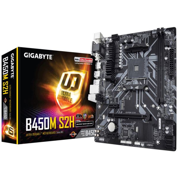 GIGABYTE B450M S2H AMD B450 Socket AM4 DDR4 3200MHz(O.C.) M.2 USB 3.1 Anakart