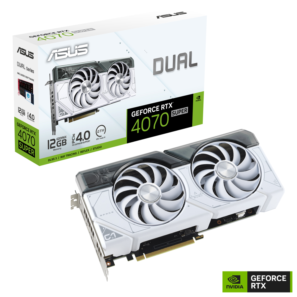 ASUS Dual GeForce RTX™ 4070 SUPER White Edition 12GB GDDR6X