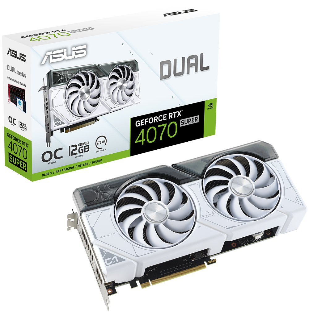 ASUS Dual GeForce RTX™ 4070 SUPER White OC Edition 12GB GDDR6X