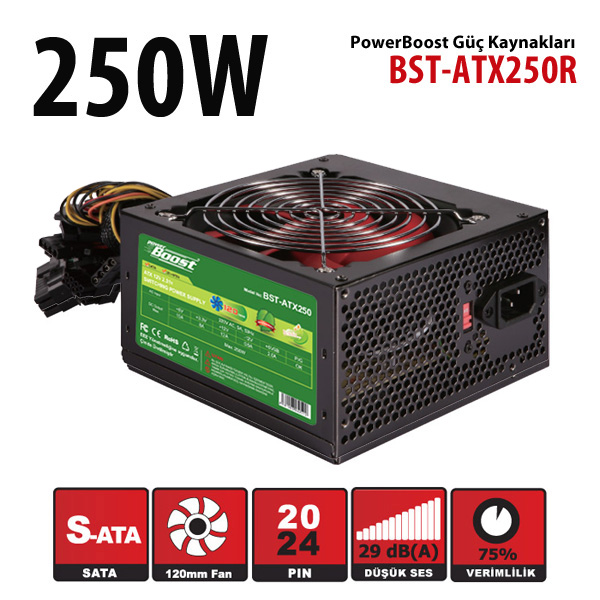 POWER BOOST BST-ATX250R 250W 12CM POWER SUPPLY KUTULU