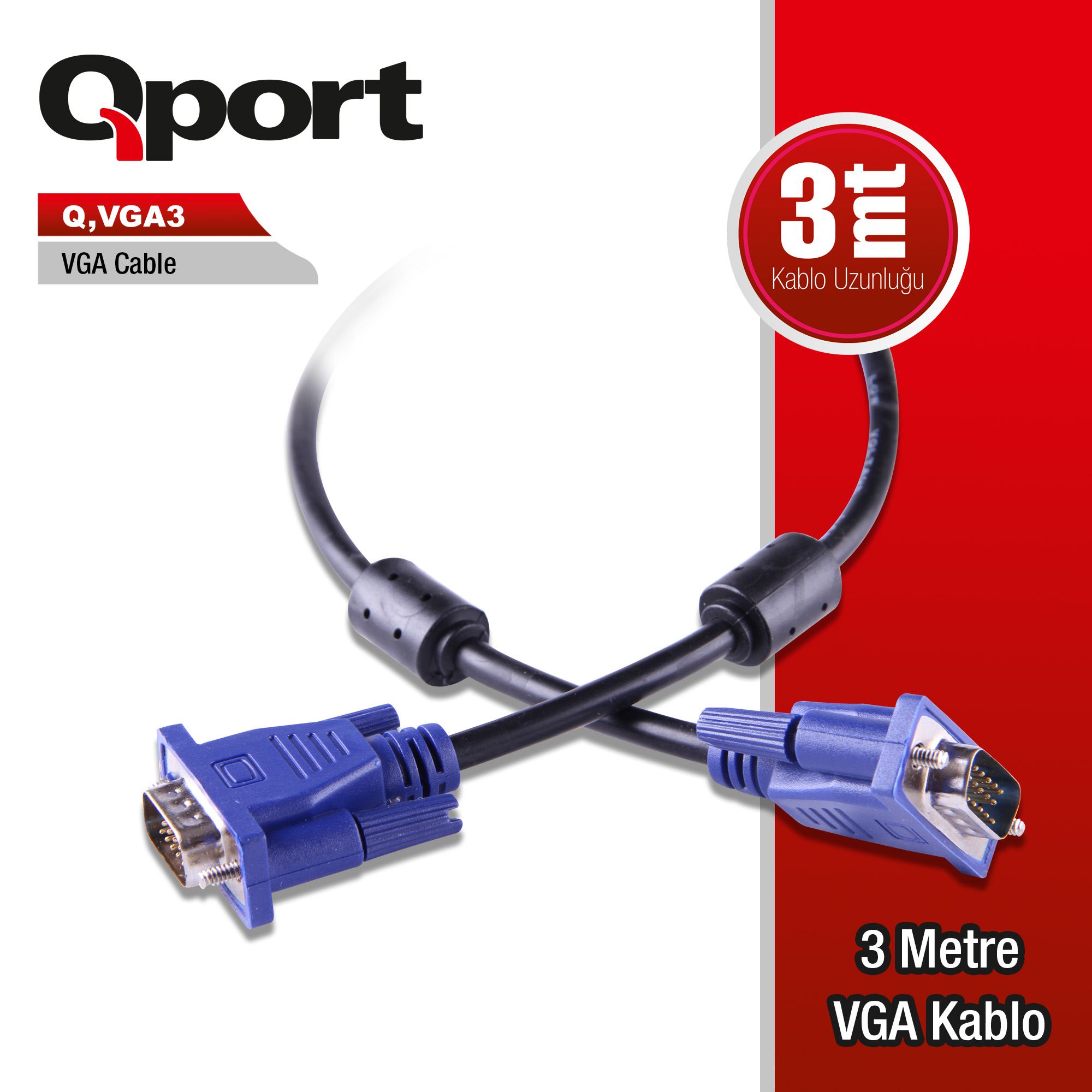 QPORT Q-VGA3 3MT VGA KABLO