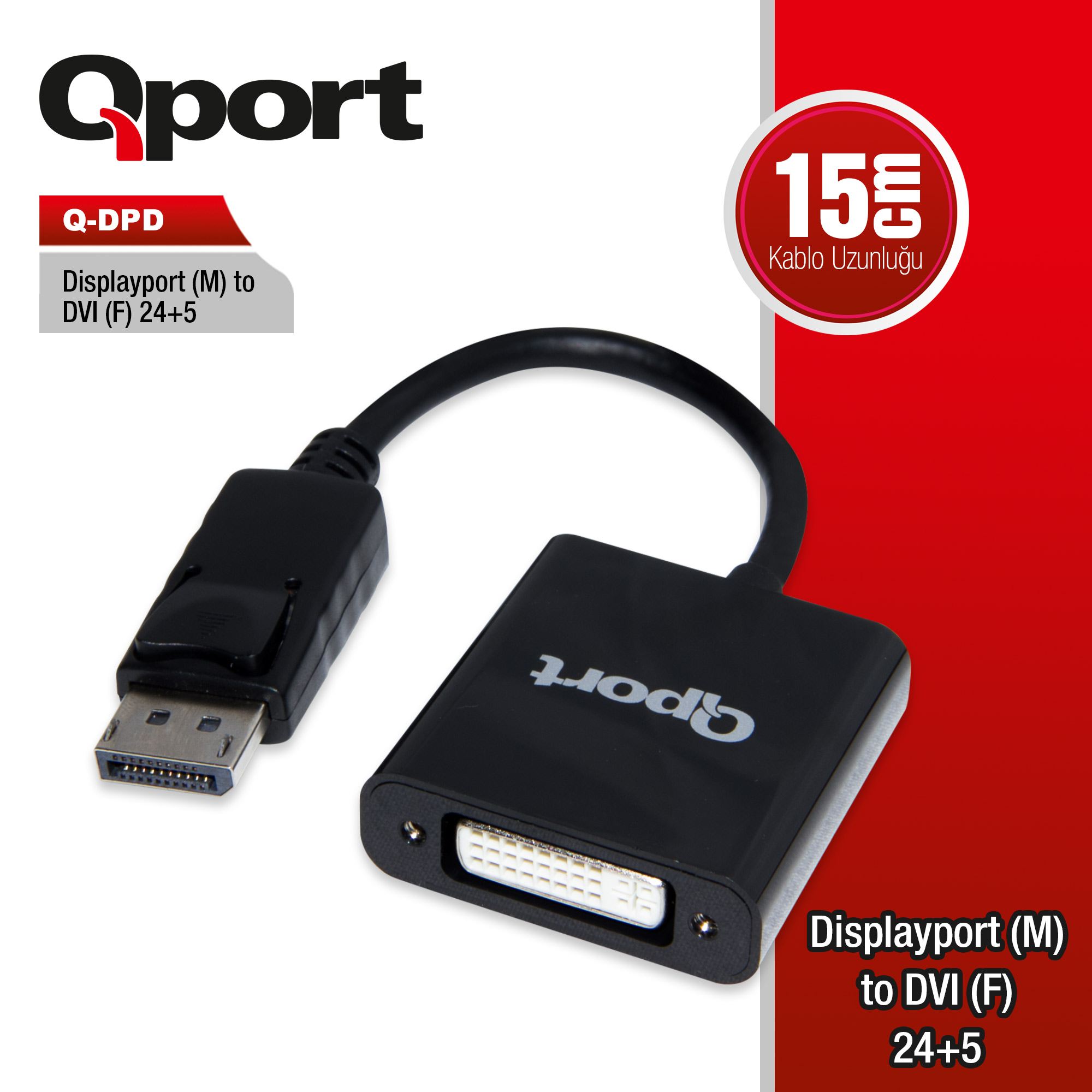 QPORT Q-DPD DISPLAY TO DVI ÇEVİRİCİ ADAPTÖR