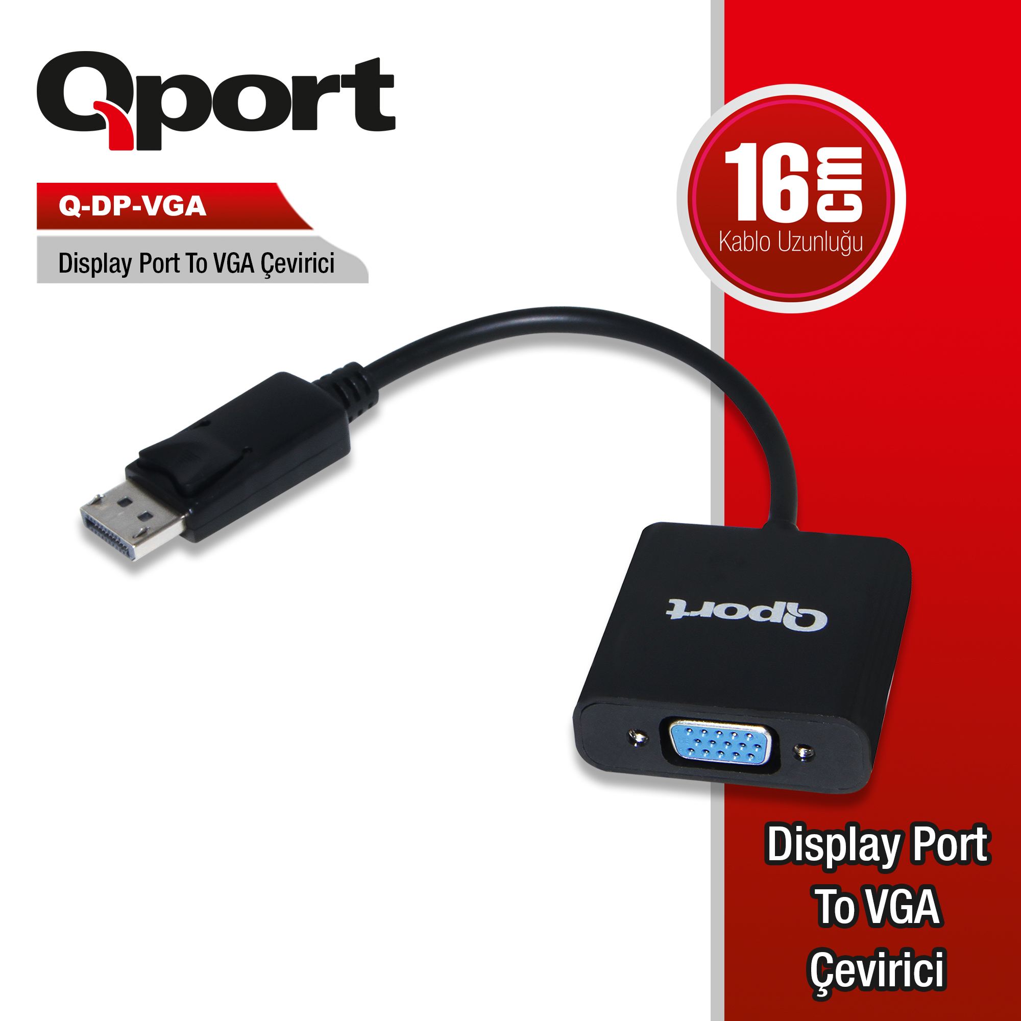 QPORT Q-DP-VGA DISPLAY TO VGA ÇEVİRİCİ ADAPTÖR