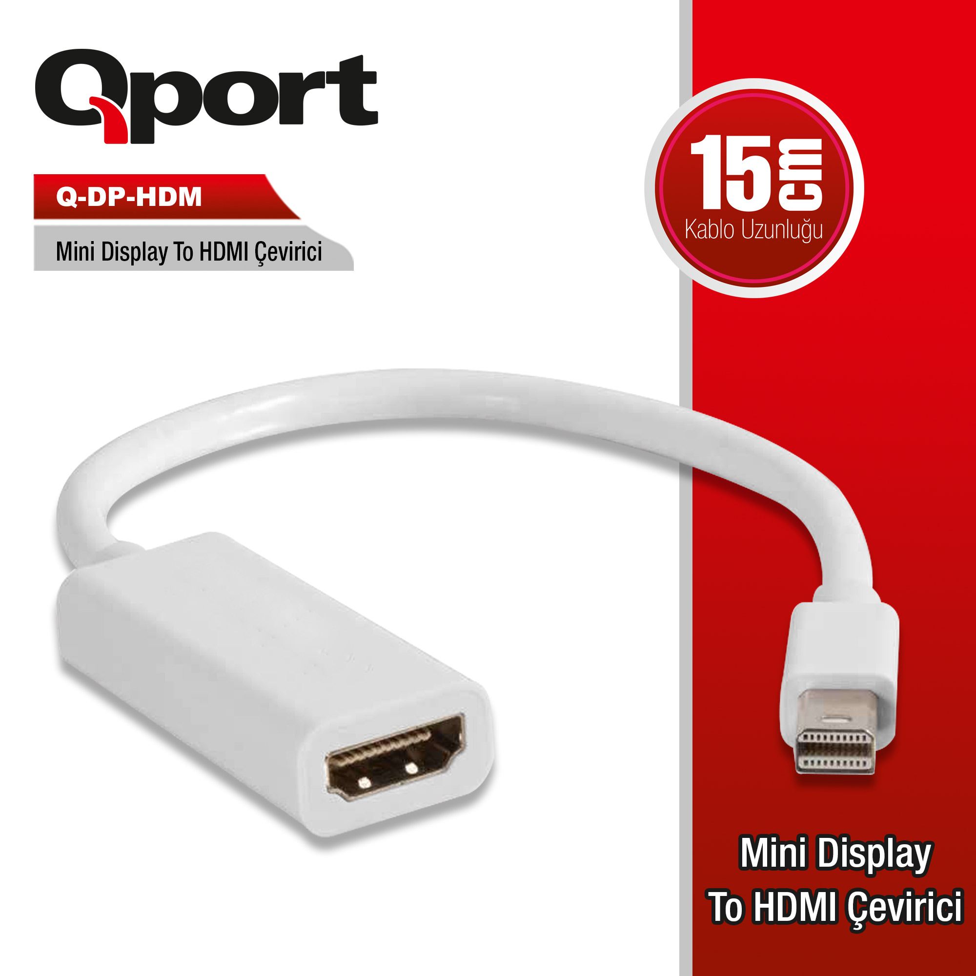 QPORT Q-DP-HDM MINI DISPLAY TO HDMI ÇEVİRİCİ ADAPTÖR