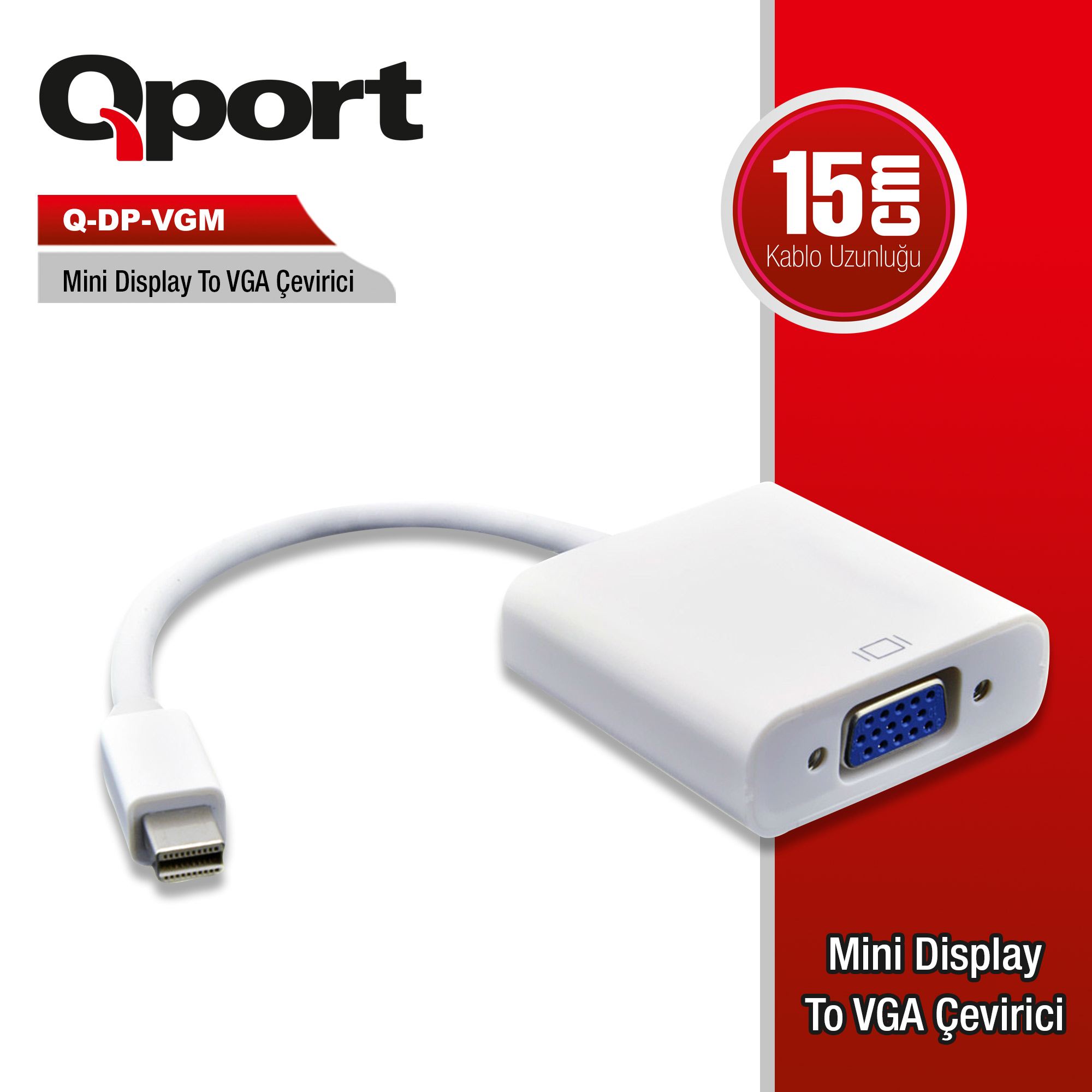 QPORT Q-DP-VGM MINI DISPLAY TO VGA ÇEVİRİCİ ADAPTÖR