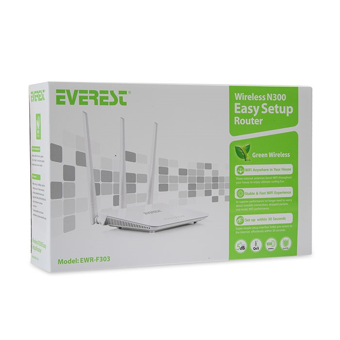 EVEREST WIRELESS N300 EWR-F303 300MBPS 4 PORT 3 ANTEN 2.4GHz INDOOR ROUTER