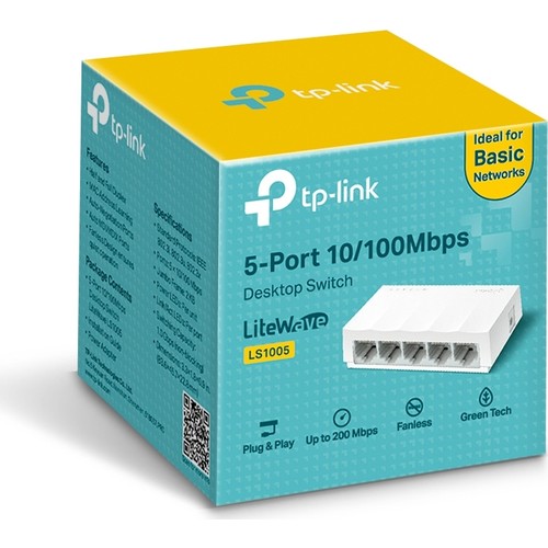 TP-LINK LS1005 5 PORT 10/100 YONETILEMEZ DESKTOP SWITCH PLASTİK KASA