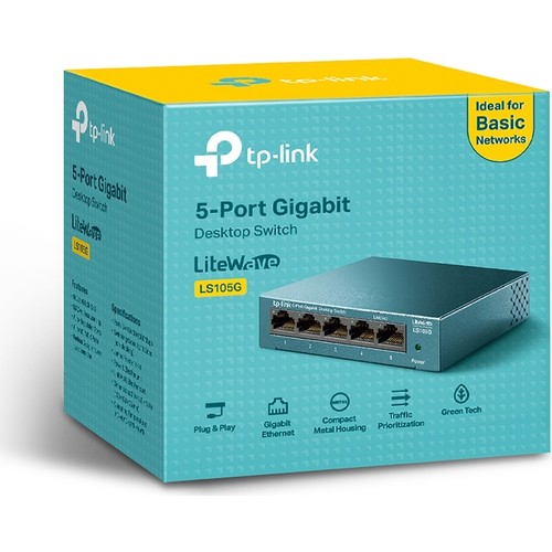 TP-LINK LS105G 5 PORT 10/100/1000 YONETILEMEZ DESKTOP SWITCH METAL KASA