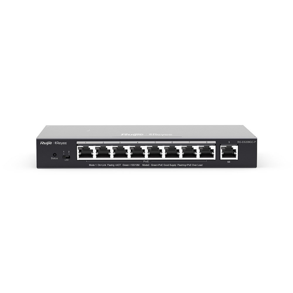 RUIJIE REYEE RG-ES209GC-P 8 PORT + 1 PORT UPLINK 10/100/1000 8 PORT POE/POE+ 120W RUJIE CLOUD YONETILEBILIR DESKTOP SWIT