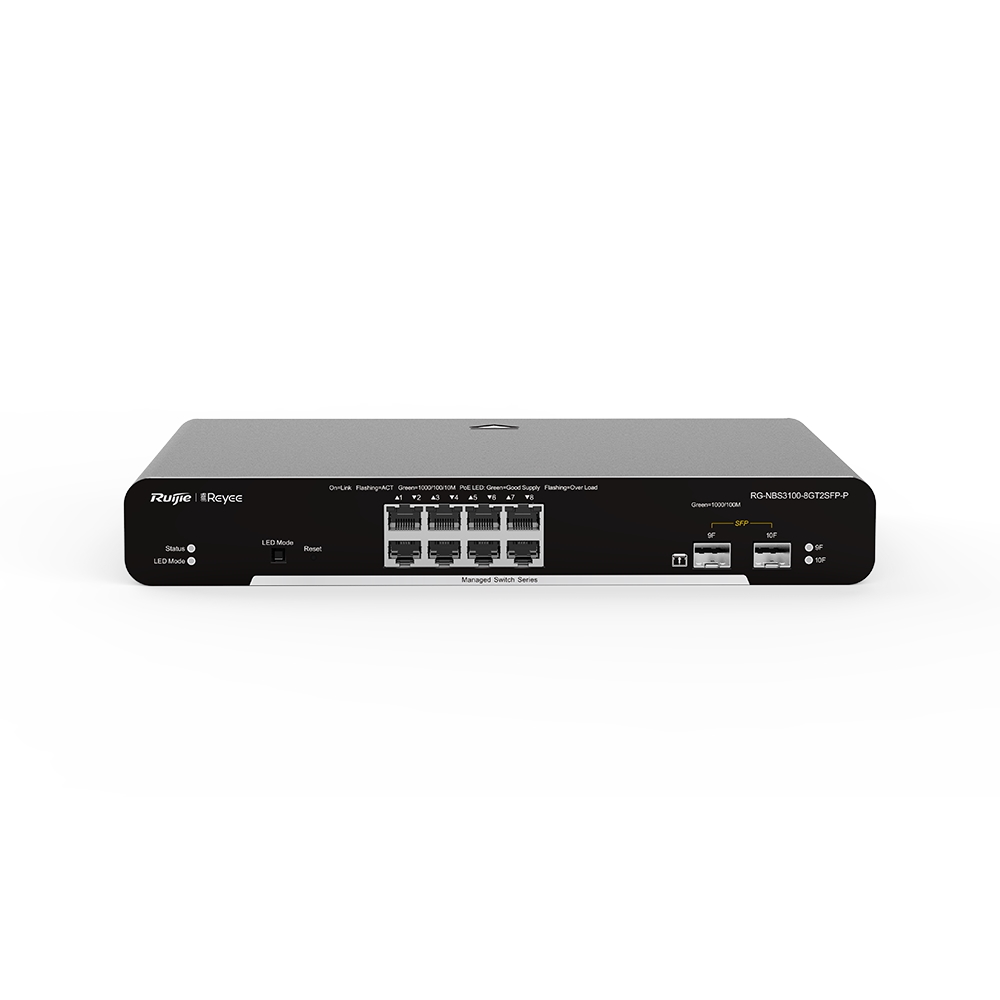 RUIJIE REYEE RG-NBS3100-8GT2SFP-P 8 PORT 10/100/1000 8 PORT POE 2 X SFP 125W RUJIE CLOUD YONETILEBILIR DESKTOP SWITCH