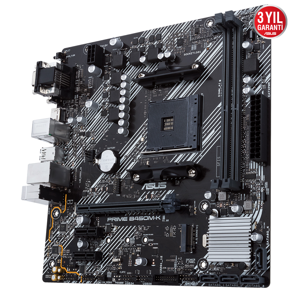 ASUS PRIME B450M-K II B450 2xDDR4 VGA+HDMI+DVI-D 16X M.2 AM4 ANAKART