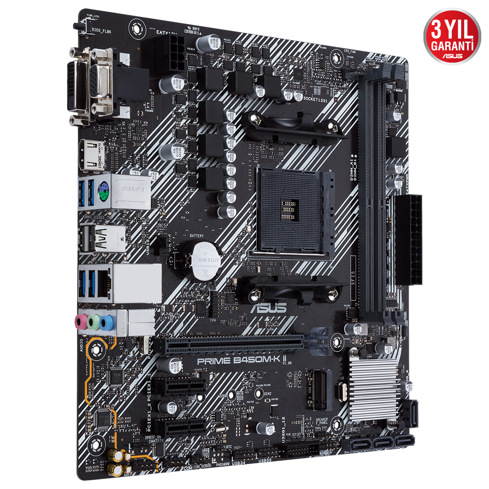 ASUS PRIME B450M-K II B450 2xDDR4 VGA+HDMI+DVI-D 16X M.2 AM4 ANAKART