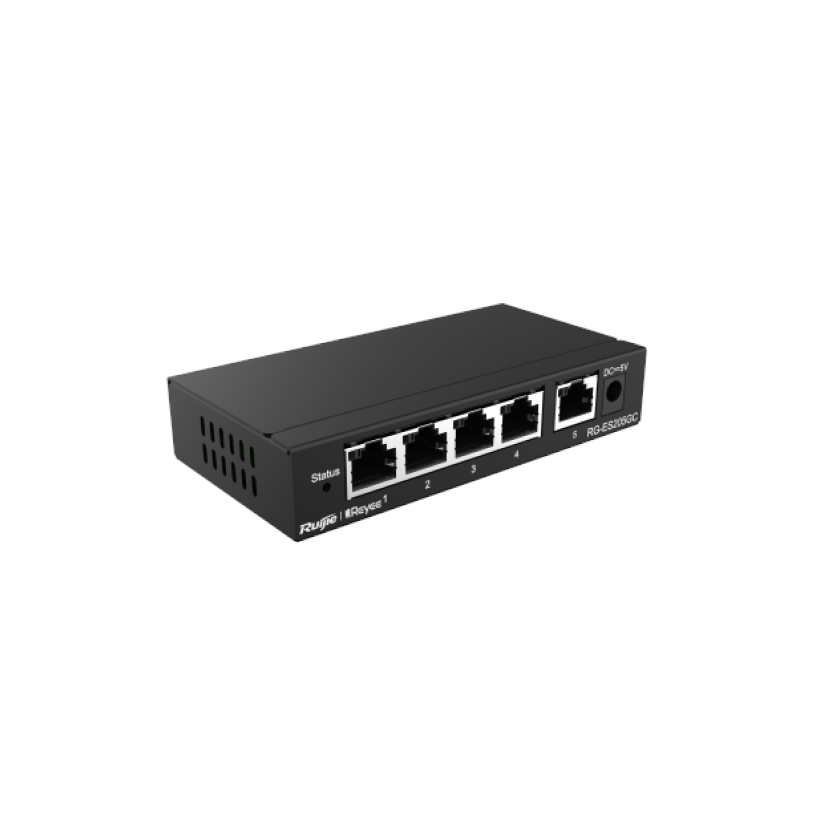 RUIJIE REYEE RG-ES205GC 5 PORT 10/100/1000 RUIJIE CLOUD YONETILEBİLİR DESKTOP SWITCH METAL KASA