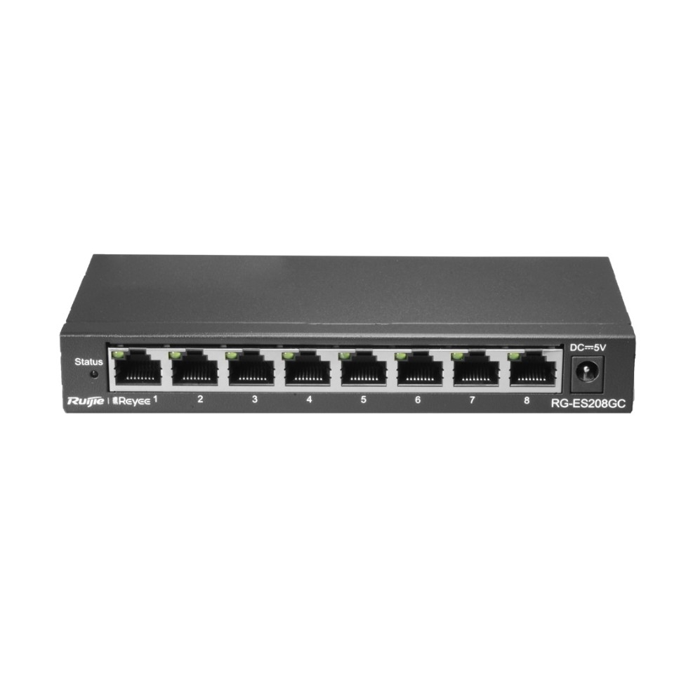 RUIJIE REYEE RG-ES208GC 8 PORT 10/100/1000 RUIJIE CLOUD YONETILEBİLİR DESKTOP SWITCH METAL KASA