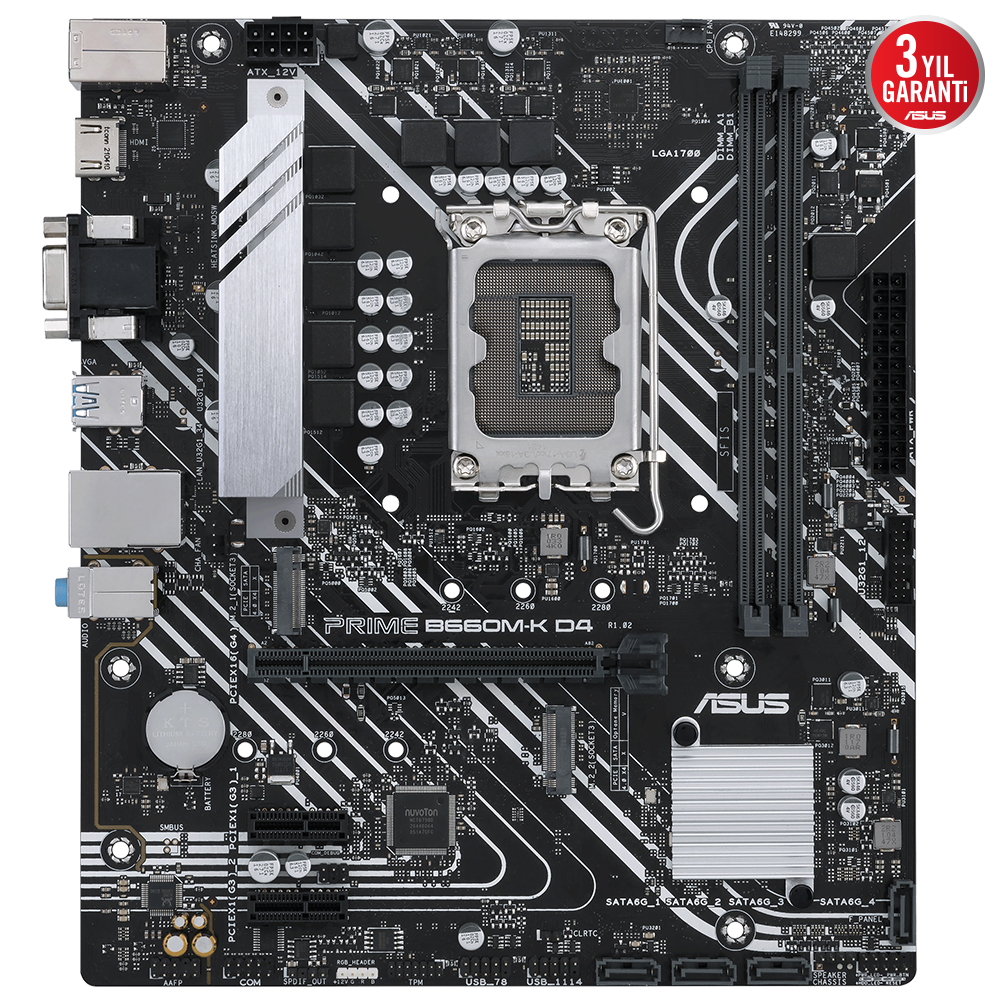 ASUS PRIME B660M-K D4 4xDDR4 HDMI/DP 2xM.2 1xGLAN 1700P ANAKART