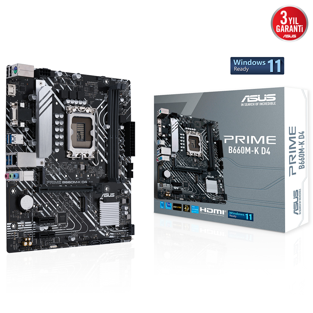 ASUS PRIME B660M-K D4 4xDDR4 HDMI/DP 2xM.2 1xGLAN 1700P ANAKART