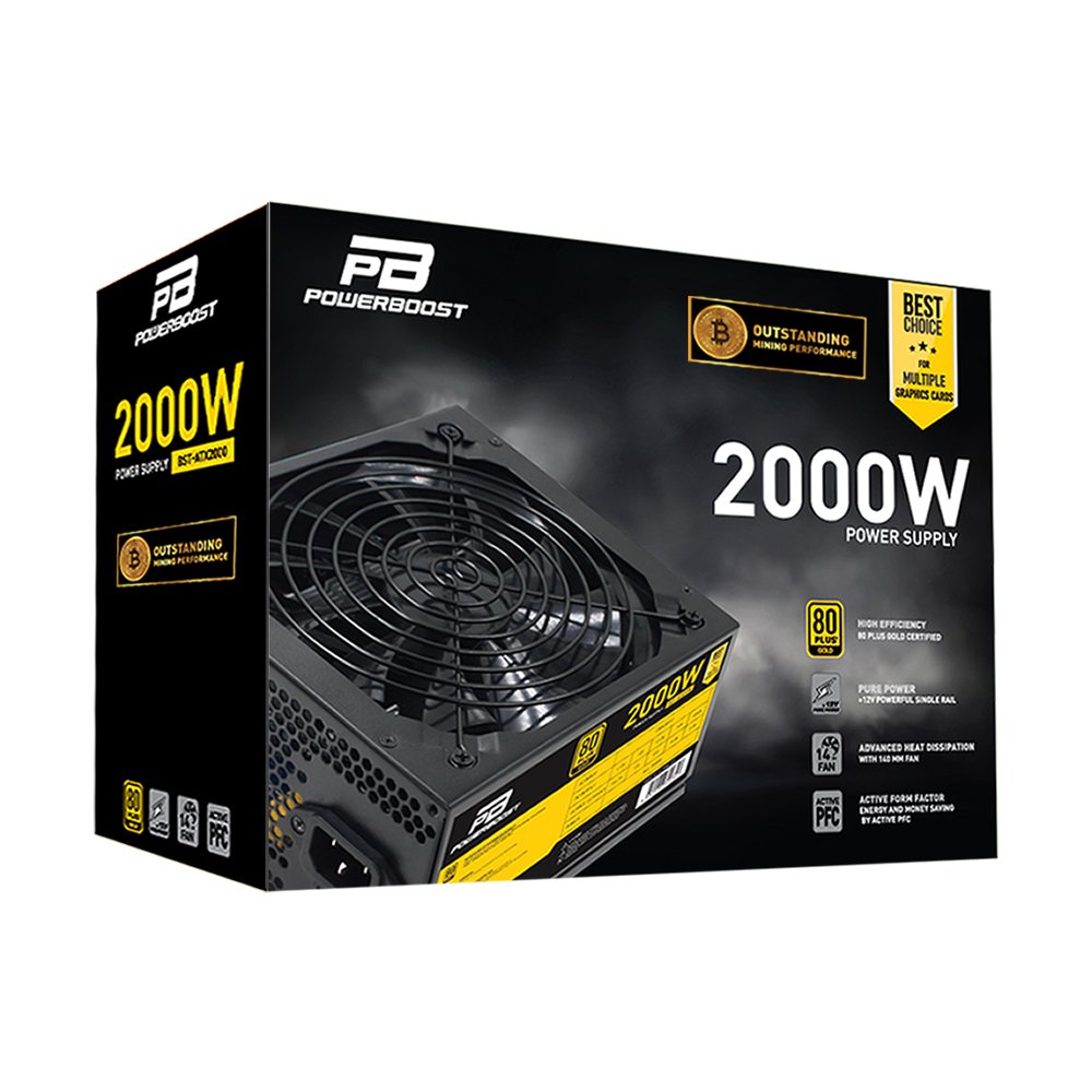 POWER BOOST BST-ATX2000 2000W 14CM FAN MİNİNG POWER SUPPLY KUTUSUZ