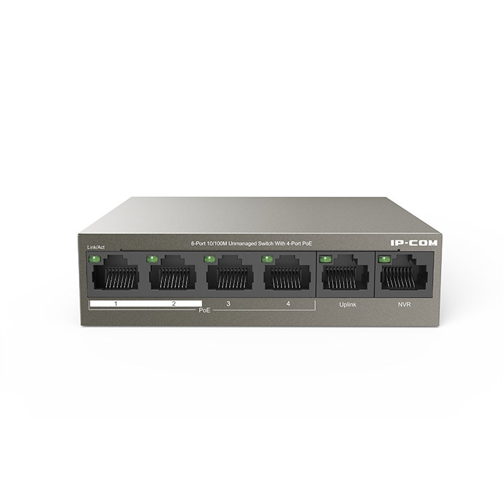 IP-COM IP-F1106P-4-63W 4 PORT 10/100 4 PORT POE 2 X FE UPLINK 63W YONETILEMEZ DESKTOP SWITCH