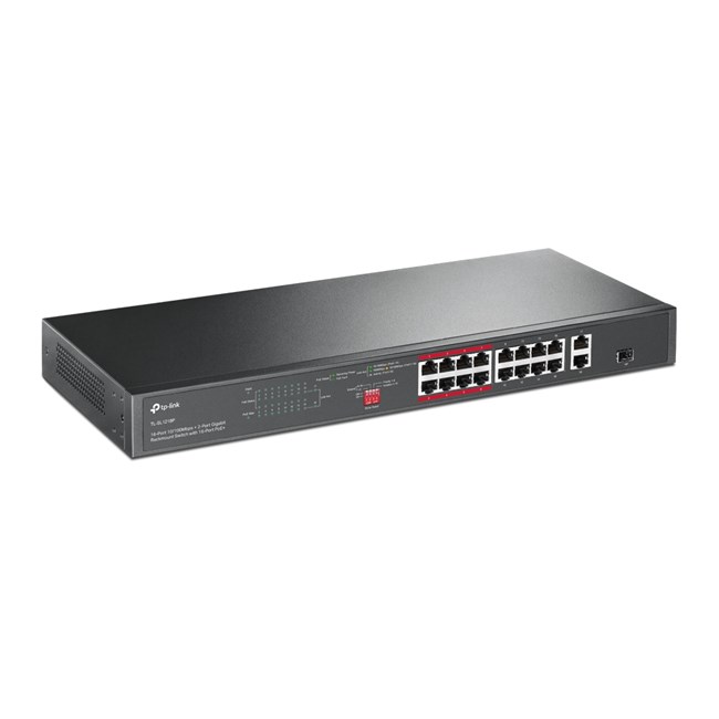 TP-LINK TL-SL1218P 16 PORT 10/100 16 PORT POE+ 2 PORT UPLINK + 1 SFP YONETILEMEZ RACK MOUNT SWITCH