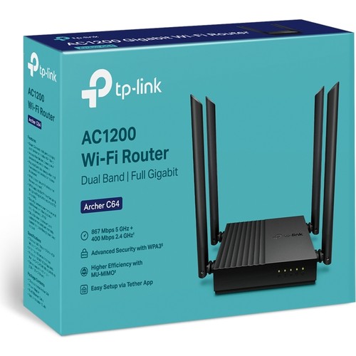 TP-LINK ARCHER C64 AC1200 1350 MBPS 4 PORT DUALBAND ROUTER