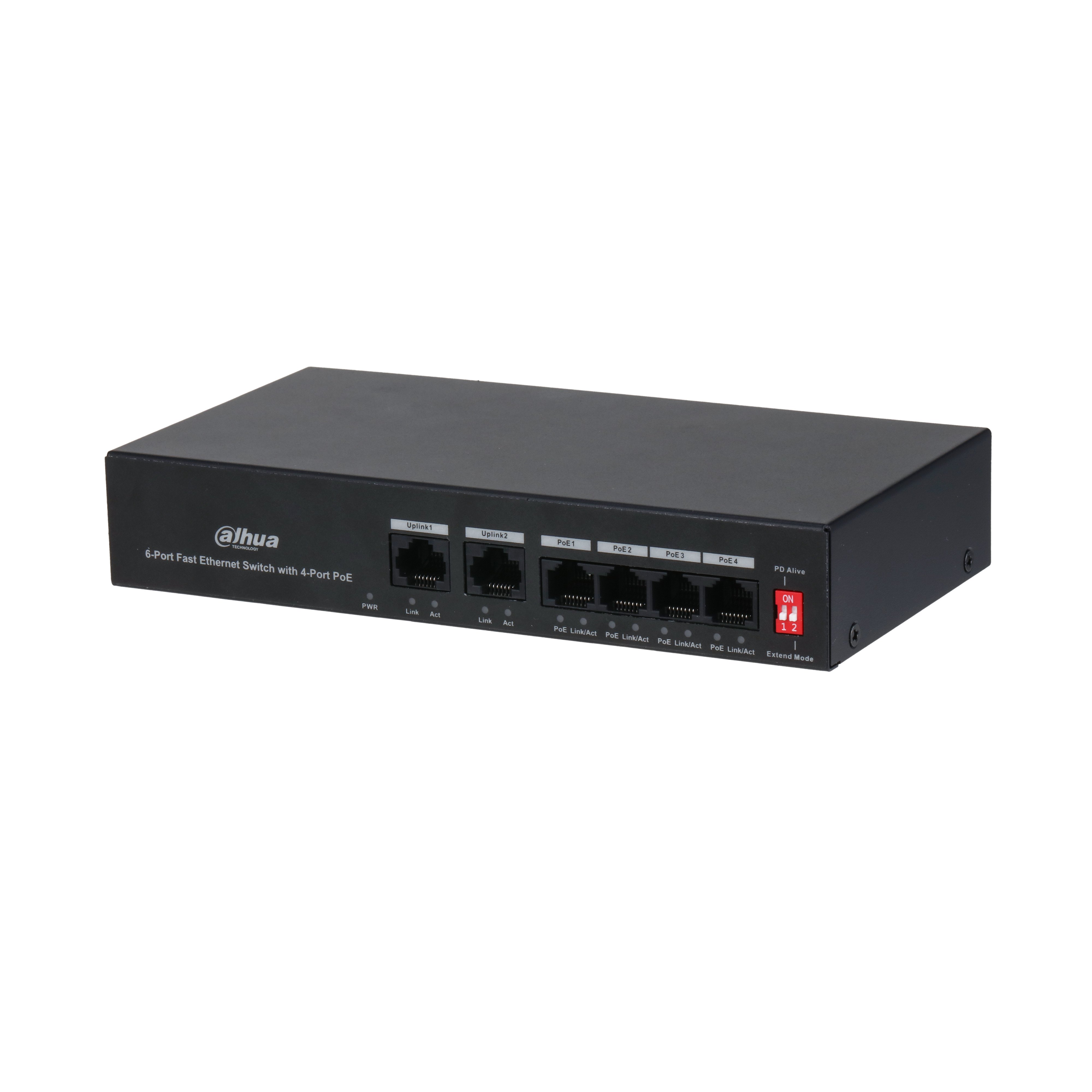 DAHUA PFS3006-4ET-36 4 PORT POE 10/100 2FE UPLINK 36W YONETILEMEZ SWITCH