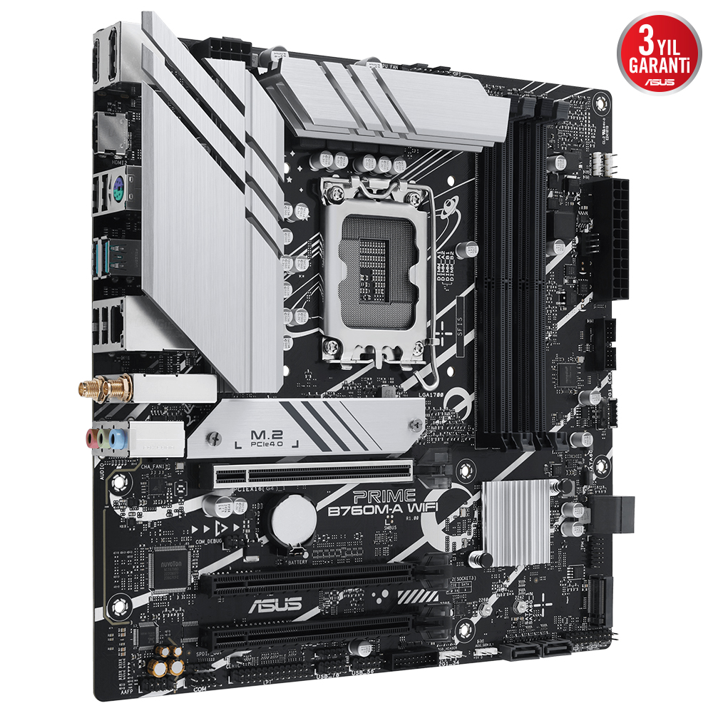 ASUS PRIME B760M-A WIFI 4xDDR5 HDMI/DP 2xM.2 1xGLAN 1700P (12.Gen 13.Gen) ANAKART