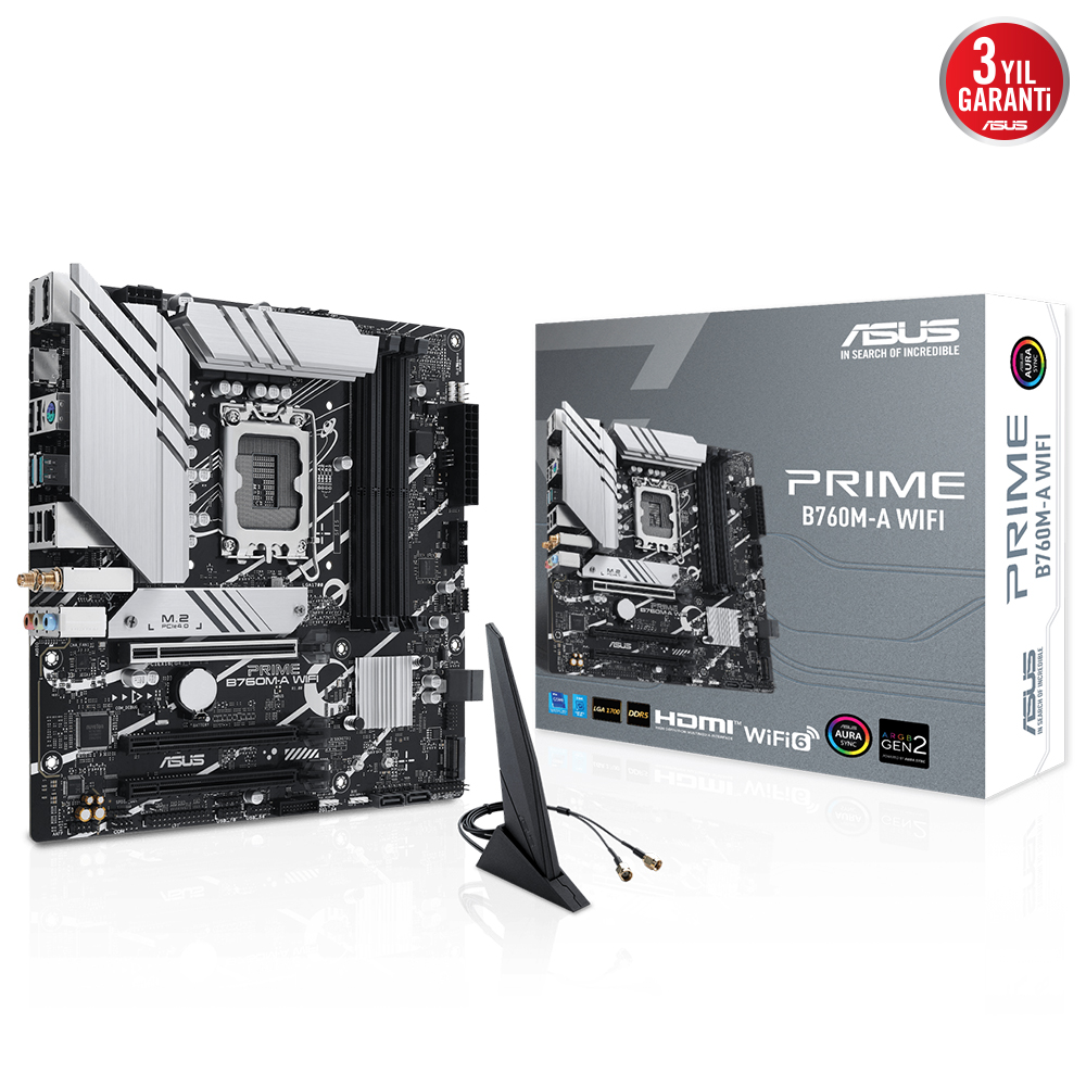 ASUS PRIME B760M-A WIFI 4xDDR5 HDMI/DP 2xM.2 1xGLAN 1700P (12.Gen 13.Gen) ANAKART