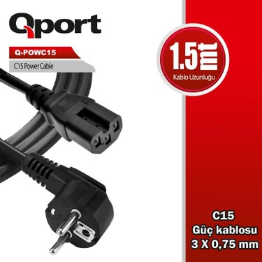 QPORT Q-POWC15 1.5MT C15 POWER KABLO