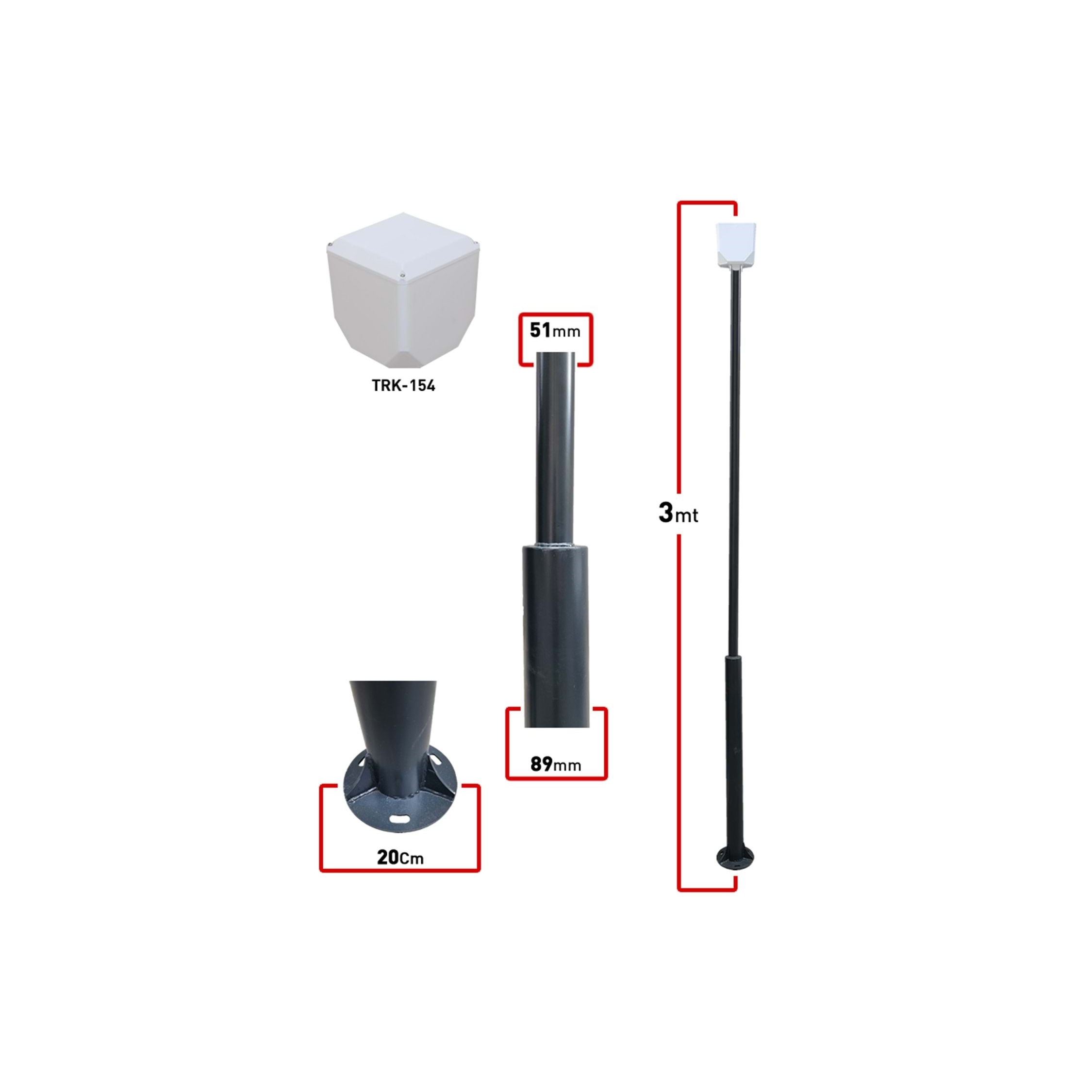 TRK 3 METRE 89x51x2MM (+ KÜP) KAMERA DİREK